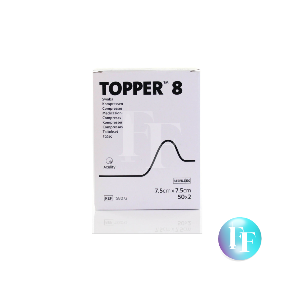 J&J Topper 8 Gauze Swabs Sterile: 7.5 x 7.5cm x 50 2PLY